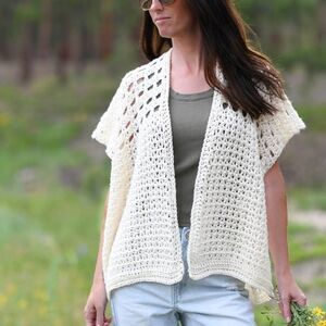 Vintage Crochet Knit Cardigan Size Large